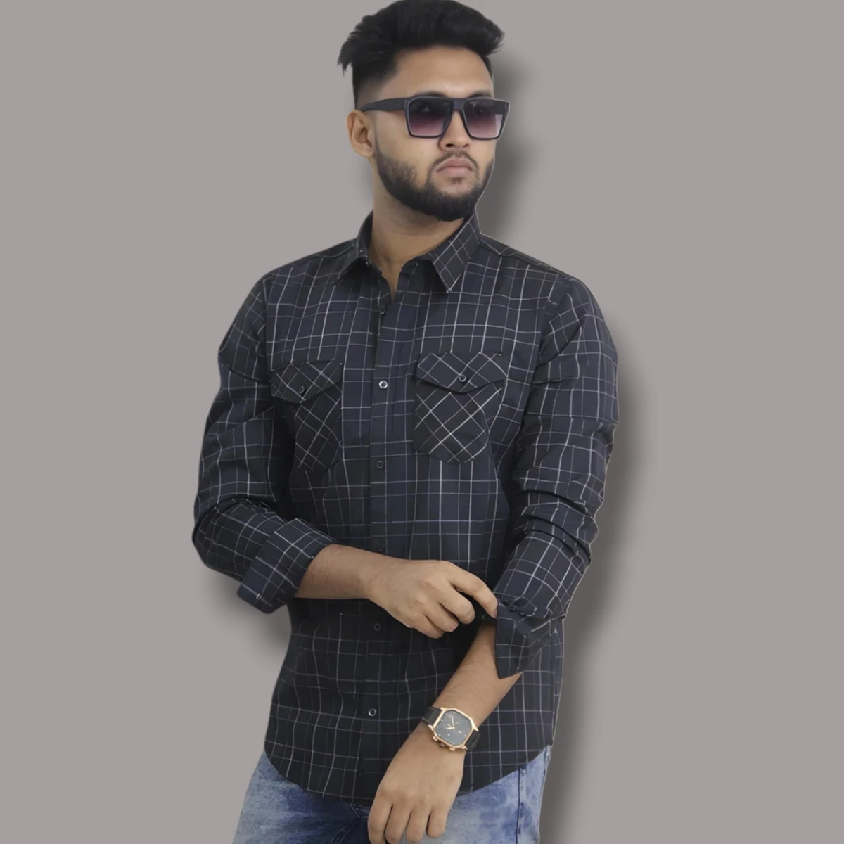 CHECK SHIRT DOUBLE POCKET CODE - 921