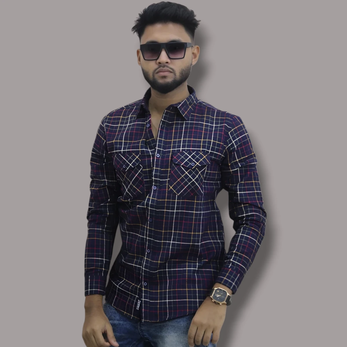 CHECK SHIRT DOUBLE POCKET CODE - 922