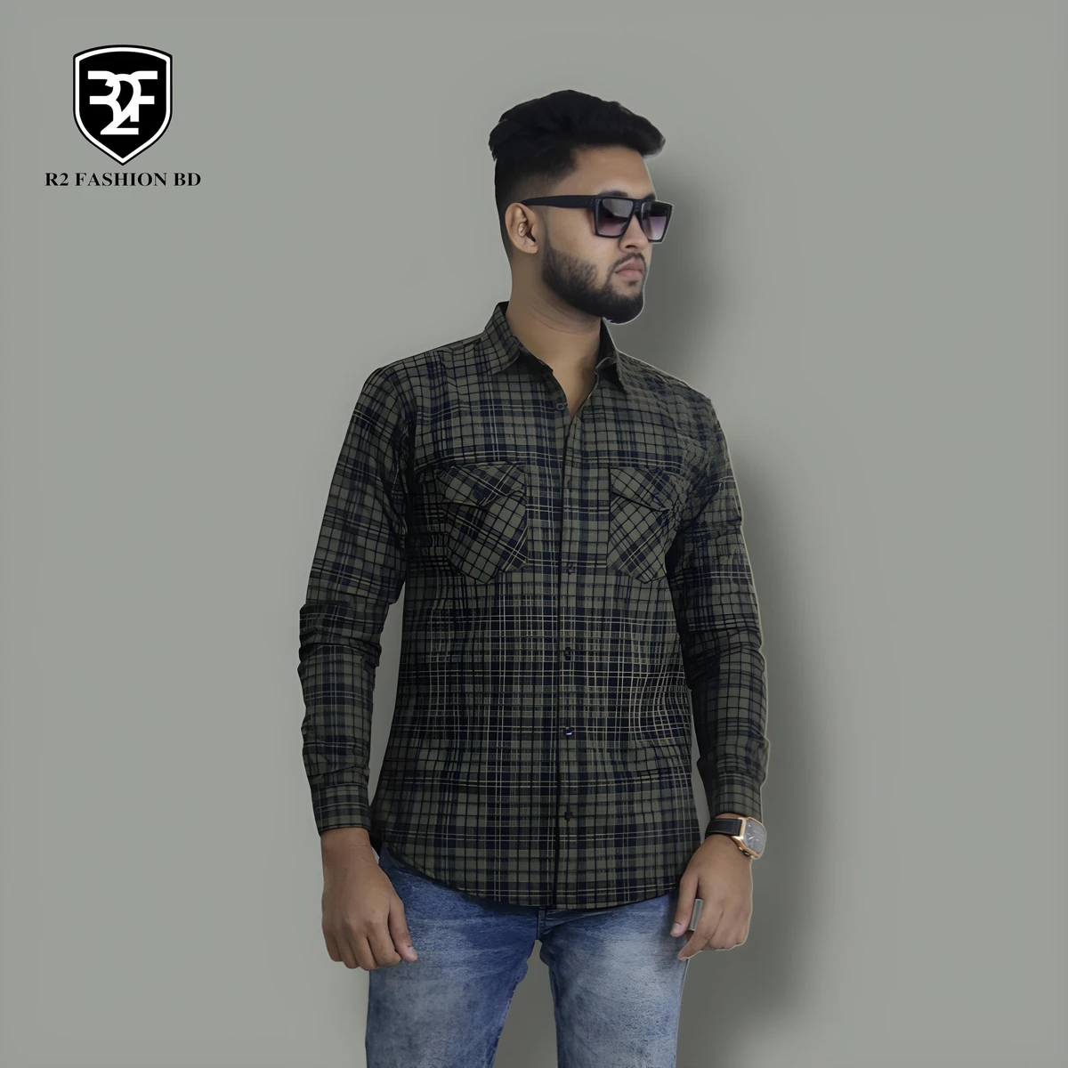 CHECK SHIRT DOUBLE POCKET CODE - 919